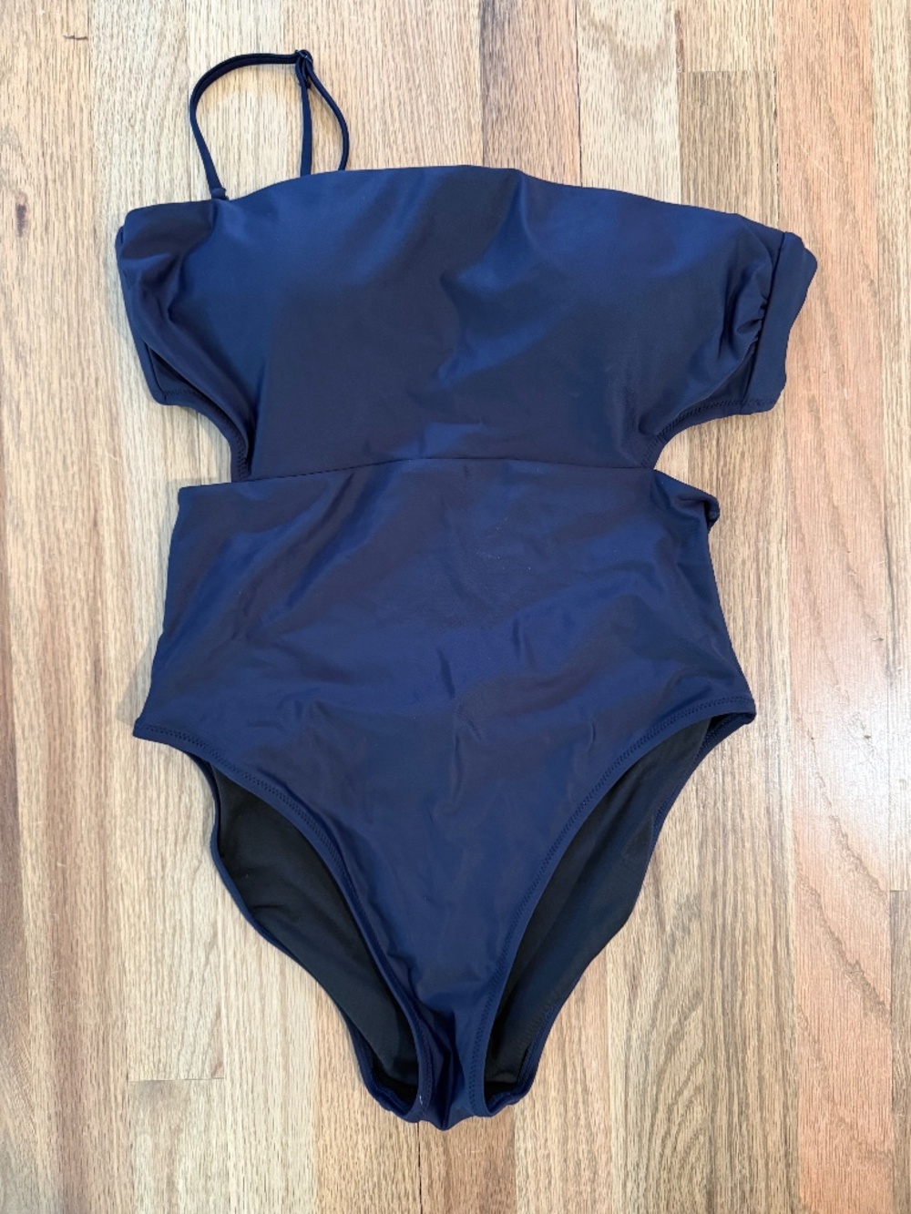 J crew navy strapless one piece swim suit